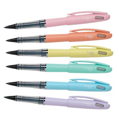 3474371970045-Pentel Tradio Pastel - Feutre plume - corps jaune--2