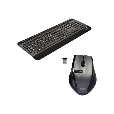3567049009014-PORT Connect - ensemble clavier et souris sans fil silencieux- AZERTY -Angle gauche-0