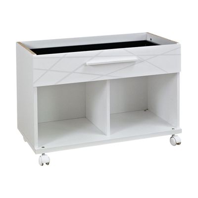 3483600202222-Rangement bas mobile SUNDAY - L80 x H59 x P42 - 1 tiroir+ 2 cases - blanc graphic-Angle gauche-0
