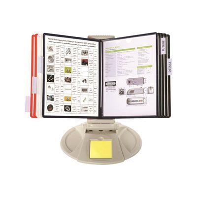 3660412031831-Promocome - Lutrin de comptoir en plastique - fourni avec 10 pochettes A4 multi-coloris-Avant-0