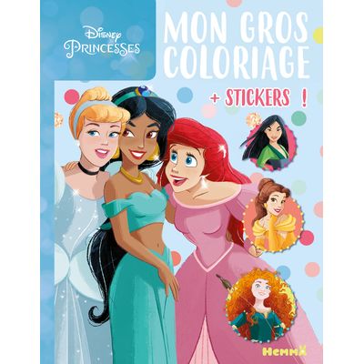 9782508054600-Disney Princesses - Mon gros coloriage + stickers ! (Cendrillon, Jasmine, Ariel)--0