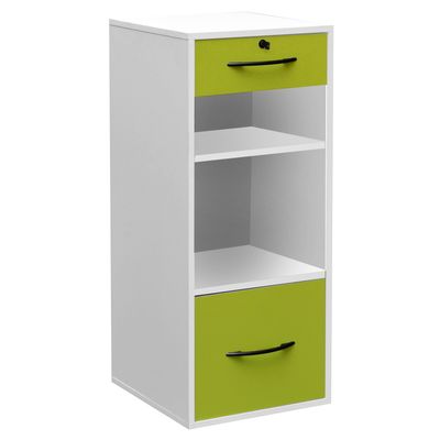 3700339876471-Classeur mélaminé monobloc - 1 tiroir dossiers suspendus + 1 tiroirs papeterie + 2 niches - H101 x L42 x P44 cm - corps blanc - t--0