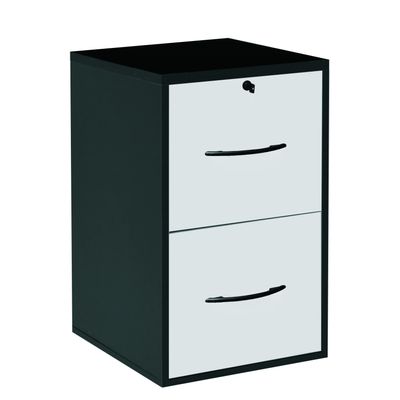 0000793671890-Classeur mélaminé monobloc - 2 tiroirs dossiers suspendus - H69 x L42 x P44 cm - corps noir - tiroirs--0