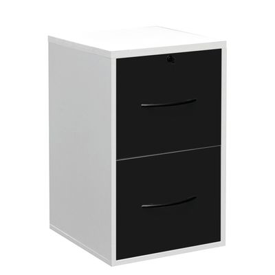 0000793671883-Classeur mélaminé monobloc - 2 tiroirs dossiers suspendus - H69 x L42 x P44 cm - corps blanc - tiroir--0