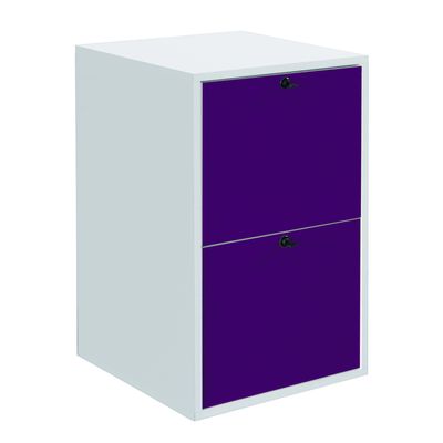 0000793671838-Classeur mélaminé monobloc - 2 tiroirs dossiers suspendus - H69 x L42 x P44 cm - corps blanc - tiroir--0