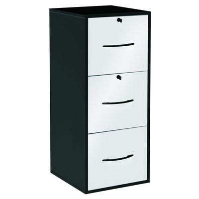 3661597005143-Classeur mélaminé monobloc - 3 tiroirs dossiers suspendus - H101 x L42 x P44 cm - corps noir - tiroir--0
