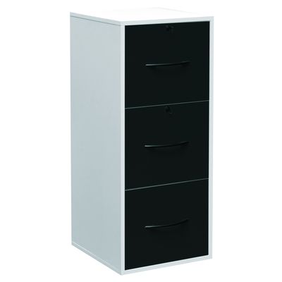 0000793671906-Classeur mélaminé monobloc - 3 tiroirs dossiers suspendus - H101 x L42 x P44 cm - corps blanc - tiroi--0
