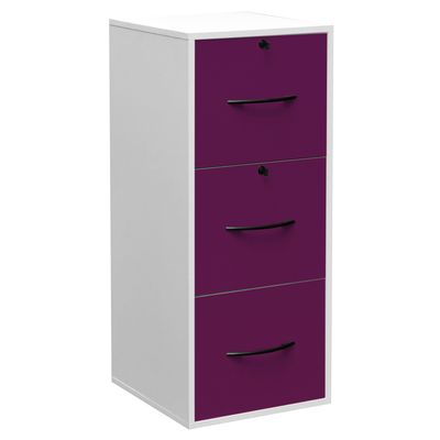 3661597005174-Classeur mélaminé monobloc - 3 tiroirs dossiers suspendus - H101 x L42 x P44 cm - corps blanc - tiroi--0