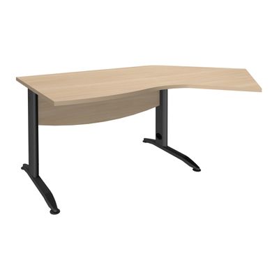 3253310150843-Bureau 135° IDRA - retour d'angle à droite - L180 cm - Pieds anthracite - plateau imitation Chêne cl--0
