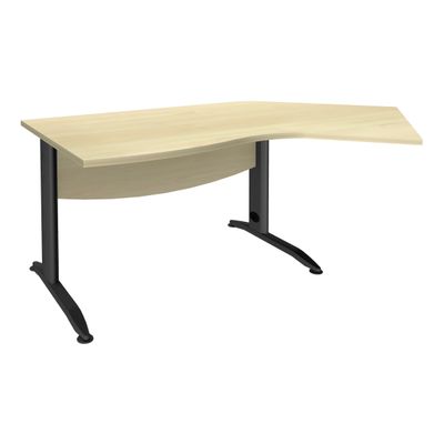 3253310150362-Bureau 135° IDRA - retour d'angle à droite - L180 cm - Pieds anthracite - plateau imitation Erable--0