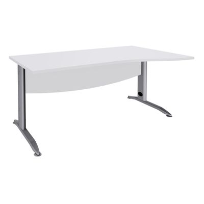 3253310150492-Bureau droit IDRA - Vague à droite - L160 cm - Pieds alu - plateau Blanc--0