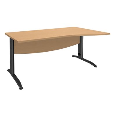 3253310149854-Bureau droit IDRA - Vague à droite - L160 cm - Pieds anthracite - Plateau imitation Hêtre--0