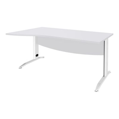 3253310150669-Bureau droit IDRA - Vague à gauche - L160 cm - Pieds blancs - plateau Blanc--0