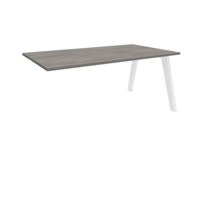 3253310162372-Bureau simple STEELY - L140 cm - Bureau suivant - Pieds blanc - plateau imitation Chêne gris--0