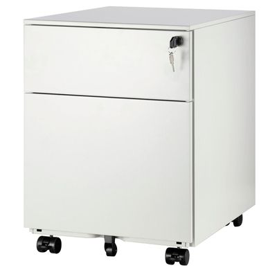 3700339879830-Caisson mobile métallique monobloc - H50 x L42 x P56,5 cm - 2 tiroirs - blanc--0