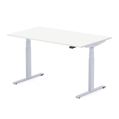 3760350281395-Bureau électrique UGO - L120x70cm - pieds gris - plateau blanc laqué--0