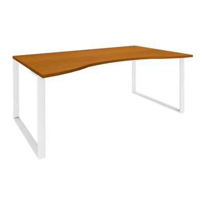 0404000123934-Bureau vague symétrique LOFTER - L180 cm - Plateau imitation Merisier - pied Blanc--0