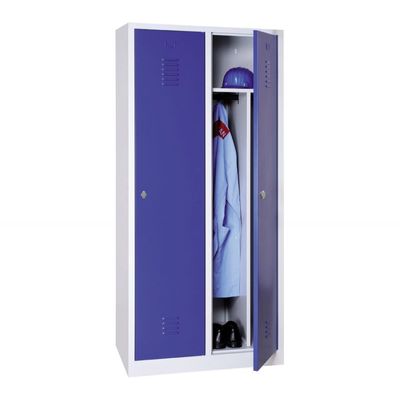 3700339889068-Vestiaire industrie salissante monobloc 2 colonnes - H180 x L80 x P50 cm - gris/bleu--0