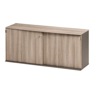 3483600784247-Crédence JAZZ+ - L160 x H74 x P48 - 2 portes coulissantes - Chêne gris-Angle droit-0