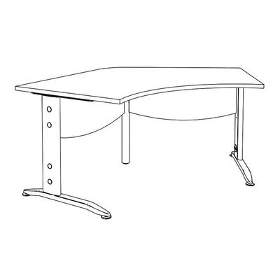 3253310150546-Bureau symétrique 120° IDRA - L185 cm - Pieds aluminium - plateau Blanc perle--4