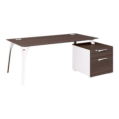 3483600647351-Bureau XENON avec bloc de rangement 2 tiroirs - 190 cm - Pieds métal - Chêne royal-Angle gauche-0