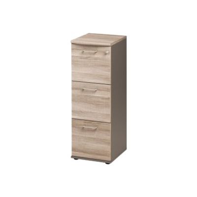 3483600784124-Classeur 3 tiroirs JAZZ+ - pour dossiers suspendus - Chêne gris-Angle droit-0