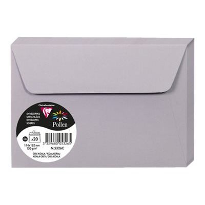 3329680053265-Pollen - 20 Enveloppes - 114 x 162 mm - 120 g/m² - gris-Angle droit-2