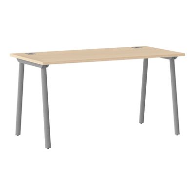3483600875402-Bureau YES ! - 140 cm - Pieds arches fixes gris - Chêne-Angle gauche-0