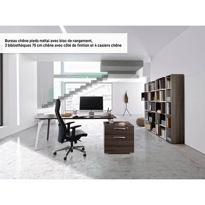 3483600647290-Bureau XENON - 170 cm - Pieds métal - Chêne royal--1