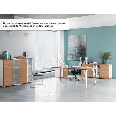 3483600647290-Bureau XENON - 170 cm - Pieds métal - Chêne royal--2