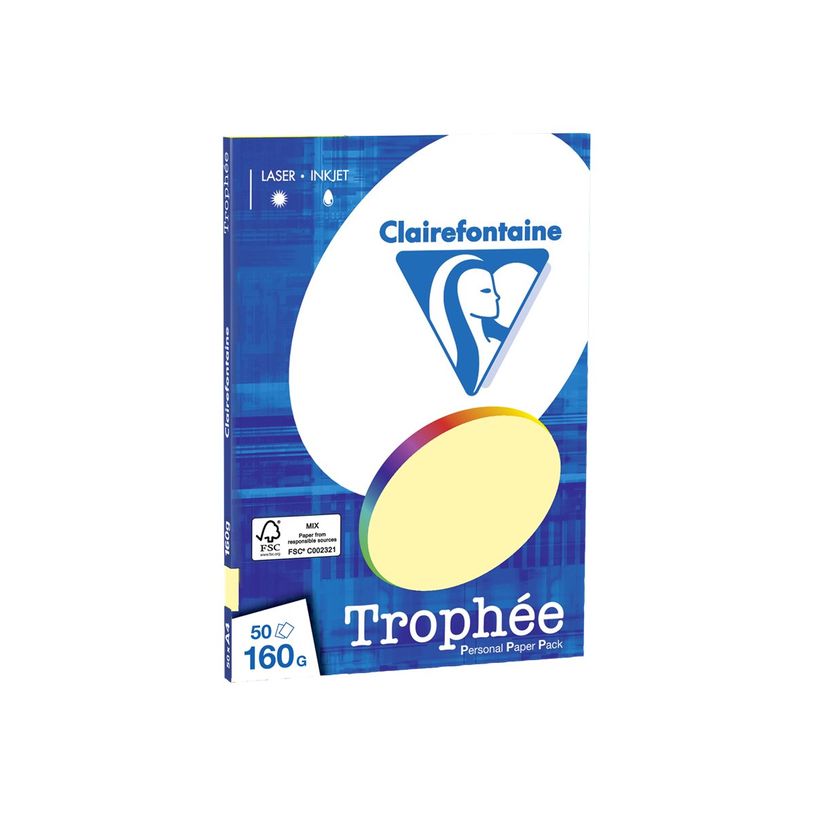 0400000041575-Clairefontaine Trophée - Papier couleur - A4 (210 x 297 mm) - 160 g/m² - Ramette de 50 feuill-P_4157_1-0
