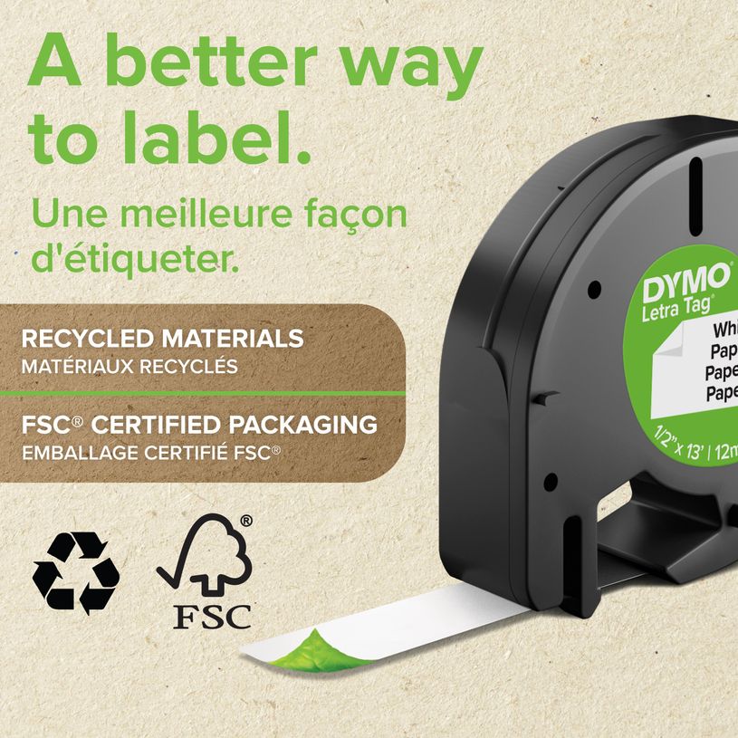 5411313912006-Dymo LetraTAG - Ruban d'étiquettes papier auto-adhésives - 1 rouleau (12 mm x 4 m) - fond bl-P_91200_8-2