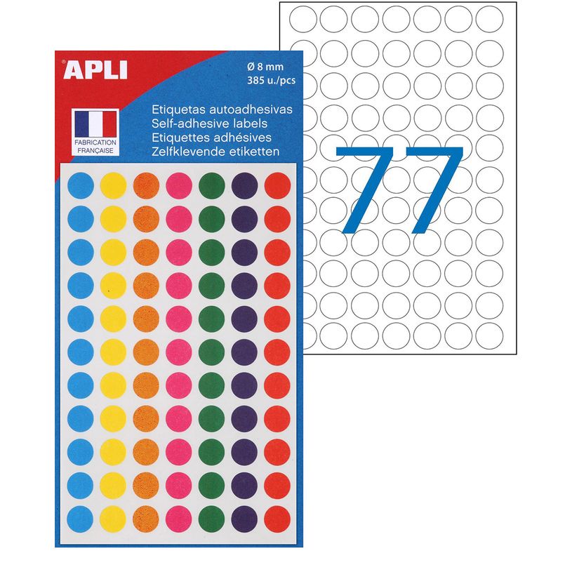 3270241006247-Apli Agipa - 385 Pastilles adhésives - couleur assorties - diamètre 8 mm - réf 100624-P_100624_1-0