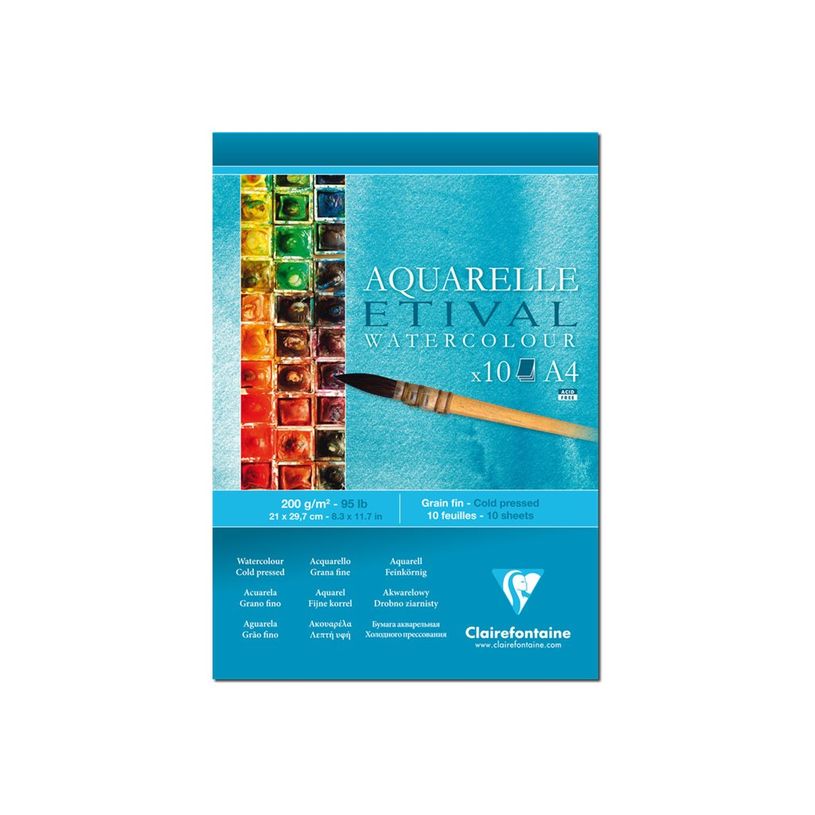 3329680963021-Clairefontaine ETIVAL Aquarelle Watercolour - bloc encollé - A4 - 10 feuilles-P_300006767_1-0