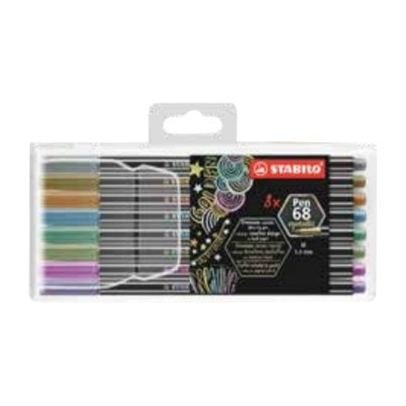 4006381546348-STABILO Pen 68 metallic - Pack de 8 crayon-feutre - coloris assortis-P_300029772_1-0