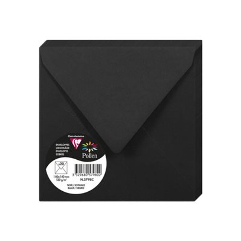 3329680579802-Pollen - 20 Enveloppes - 140 x 140 mm - 120 g/m² - noir-P_300034111_1-2