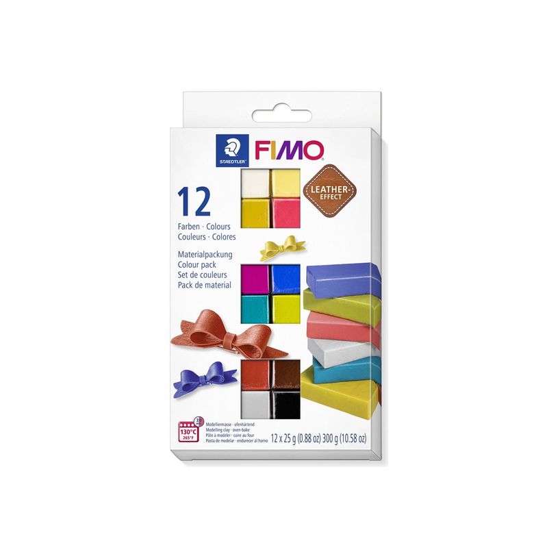 4007817053331-FIMO Leather Effect 8013 C - Ensemble de pâte à modeler - 12 pièces - 300 g - noir, olive, ivoire, indigo, gris perle, fuchsia, rouille, myrtille, ocr-P_300054535_2-0