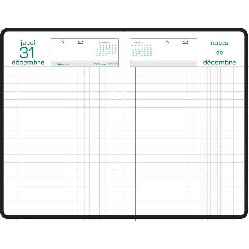 3660942007740-Agenda Couronne Euro et cents - 1 jour par page - 11 x 17 cm - noir - Exacompta--1