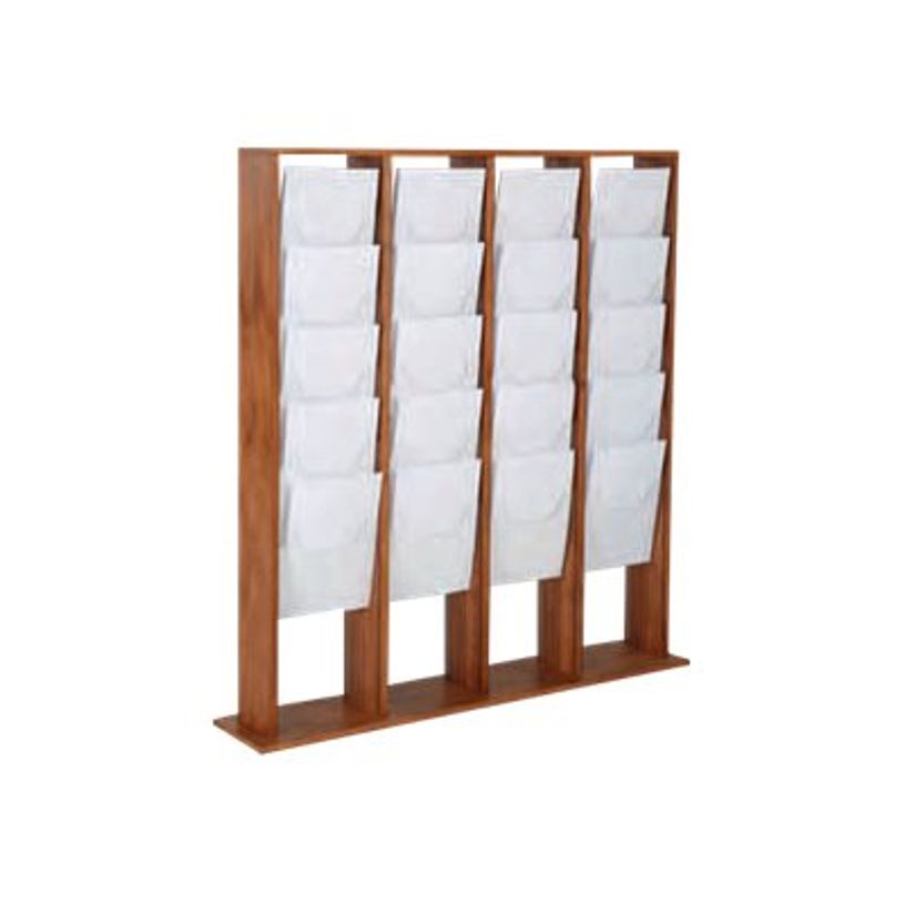3660412028411-Promocome - Présentoir sol pour journaux - format 4 x 5A4 - bois clair-P_400001426_1-0