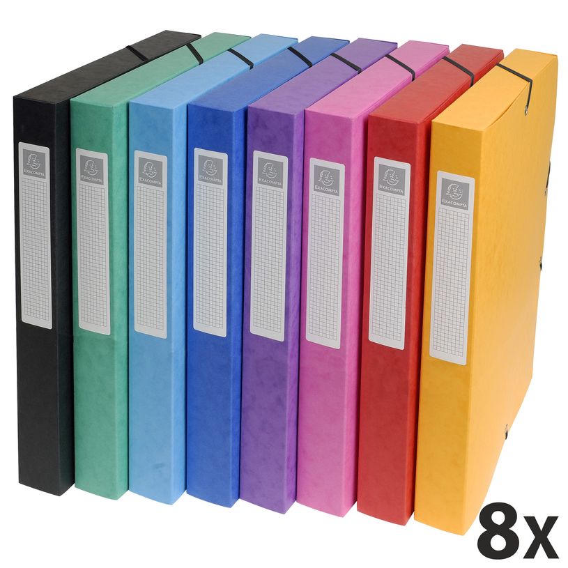 3130632503000-Exacompta Exabox - 8 Boîtes de classement en carte lustrée - dos 25 mm - coloris assorti-P_400001829_1-0