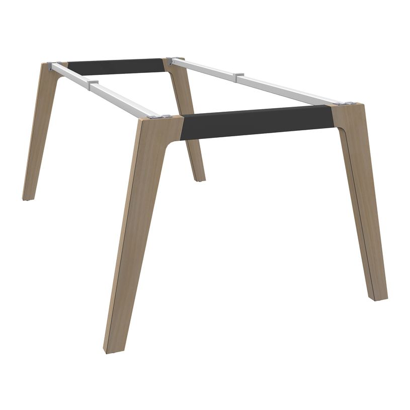 3253310171763-Bureau WOODY Manager - L180 x P100 x H72,5 cm - pieds chêne traverse blanche - plateau im-P_400001883_3-2