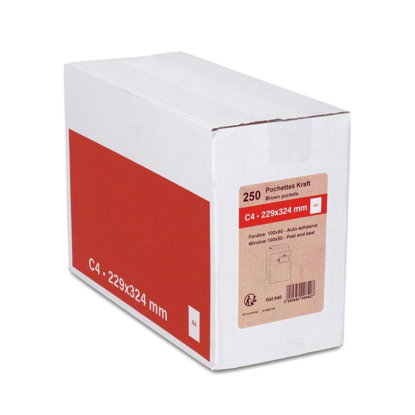 3250650008407-GPV - 250 Pochettes Enveloppes C4 229 x 324 mm - 90 gr - fenêtre 50x100 mm - kraft - band-P_400004379_2-0