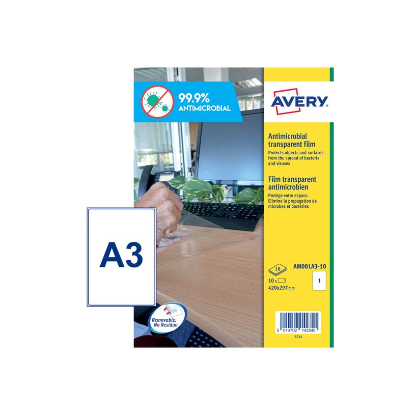 5014702142840-Avery - 10 Films Antimicrobiens - A3 (400x277mm) - adhésif amovible-P_400004886_2-2