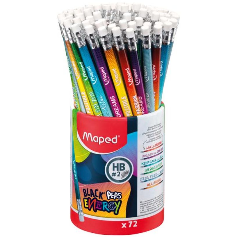 3154148520023-Maped Black'Peps Energy - Pot de 72 crayons à papier - HB - embout gomme-P_400008439_1-0