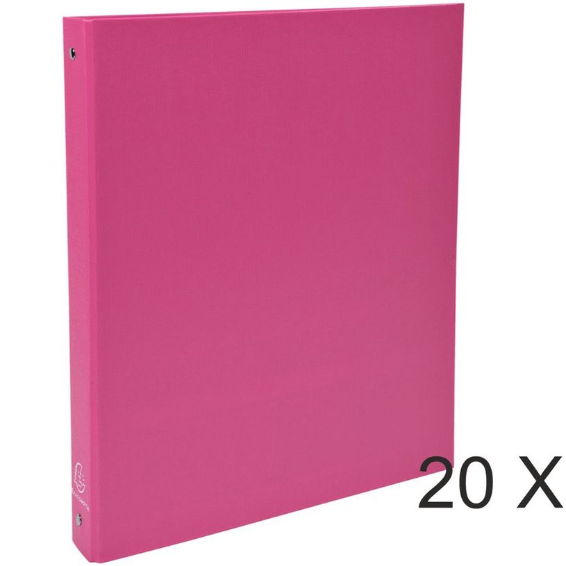 3130632513658-Exacompta - 20 Classeurs à anneaux - Dos 40 mm - A4 - rose (carton recouvert PP)-P_400010450_1-0