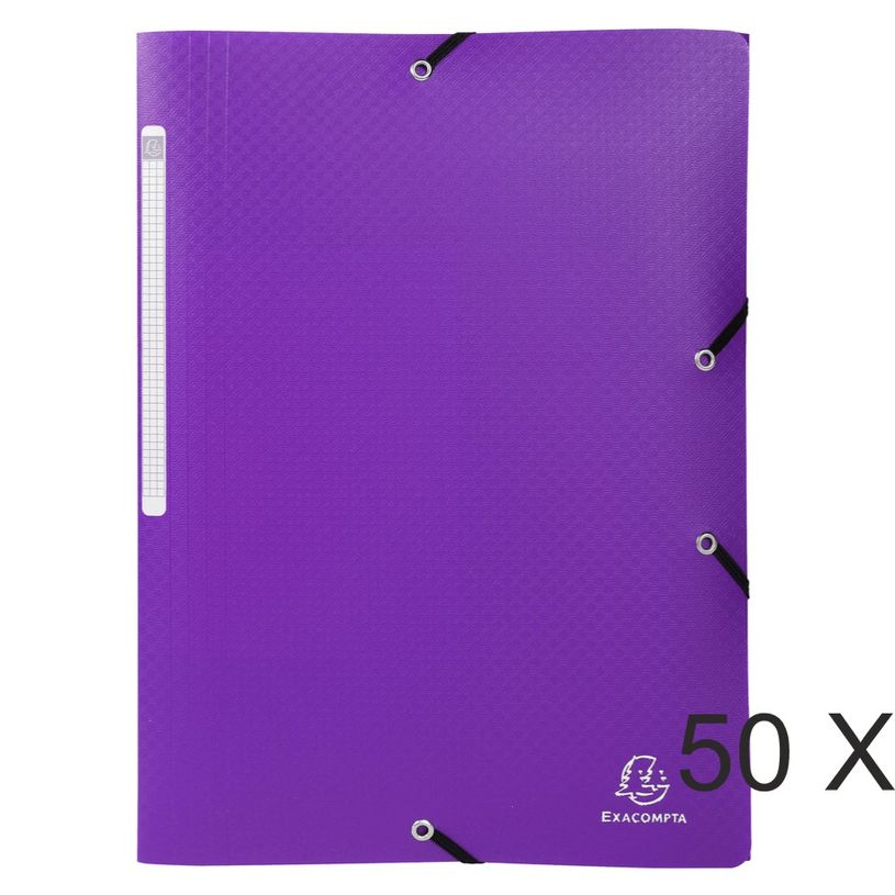 3130632558185-Exacompta Opak - 50 Chemises à 3 rabats polypro - A4 - violet-P_400011117_1-0