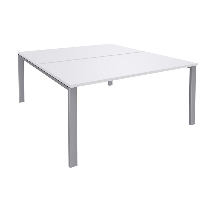 0404000121596-Bureau Bench IRIS - L120 cm - Plan de départ - Pieds aluminium - plateau Blanc perle-P_400012159_1-0