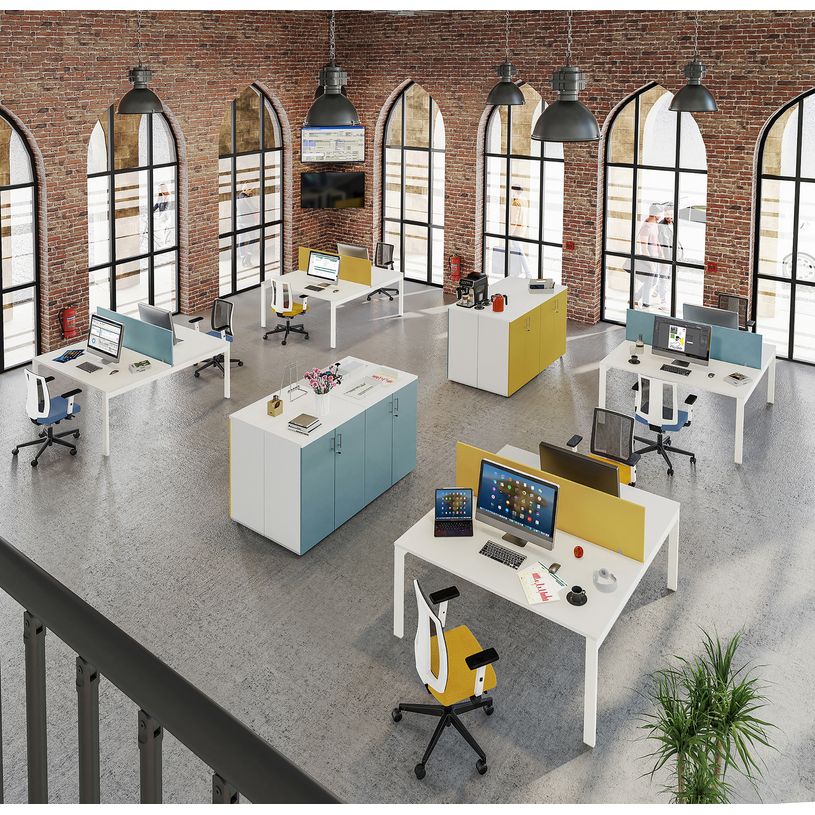 0404000121596-Bureau Bench IRIS - L120 cm - Plan de départ - Pieds aluminium - plateau Blanc perle-P_400012159_7-2