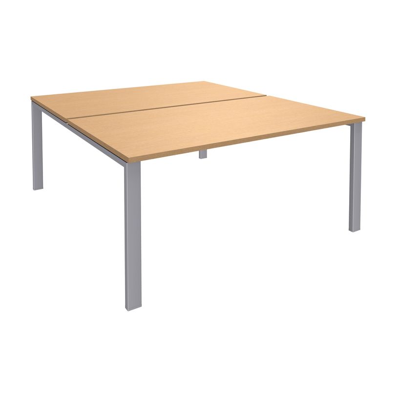 0404000121855-Bureau Bench IRIS - L160 cm - Plan de départ - Pieds aluminium - plateau imitation Hêtre-P_400012185_1-0