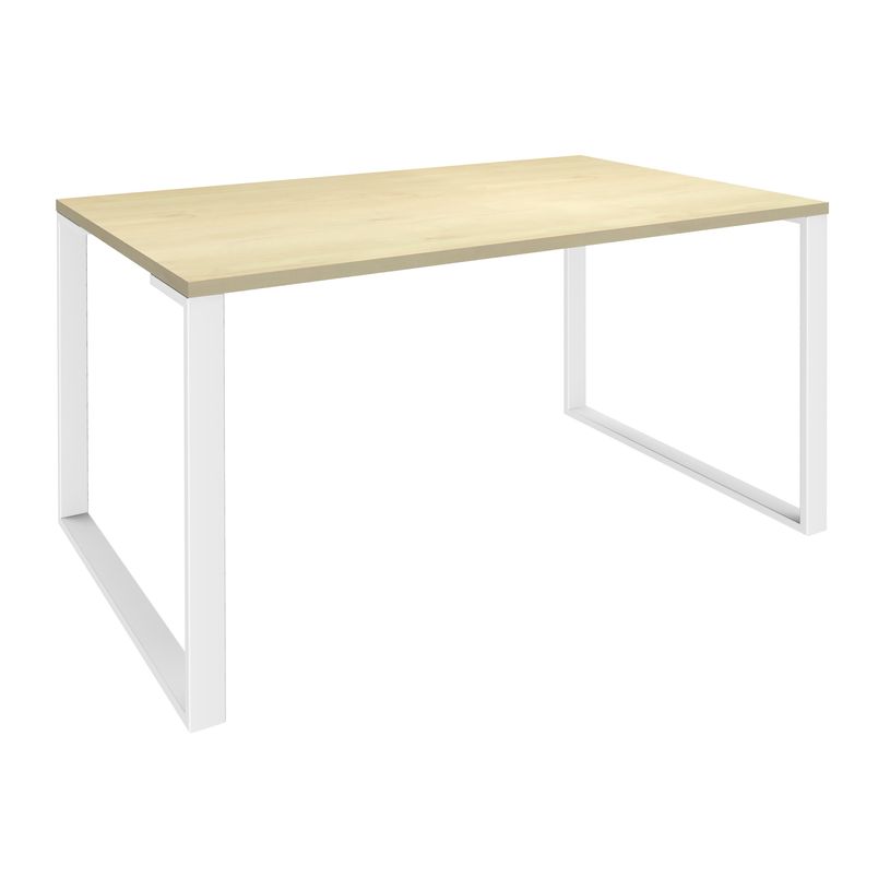 0404000122630-Bureau droit LOFTER - L80 cm - Plateau imitation Erable - pied Blanc-P_400012263_1-0